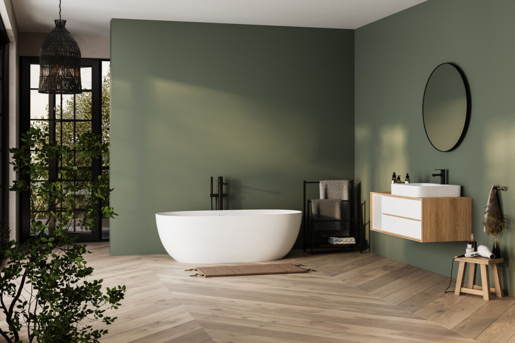 bagno con accessori legno